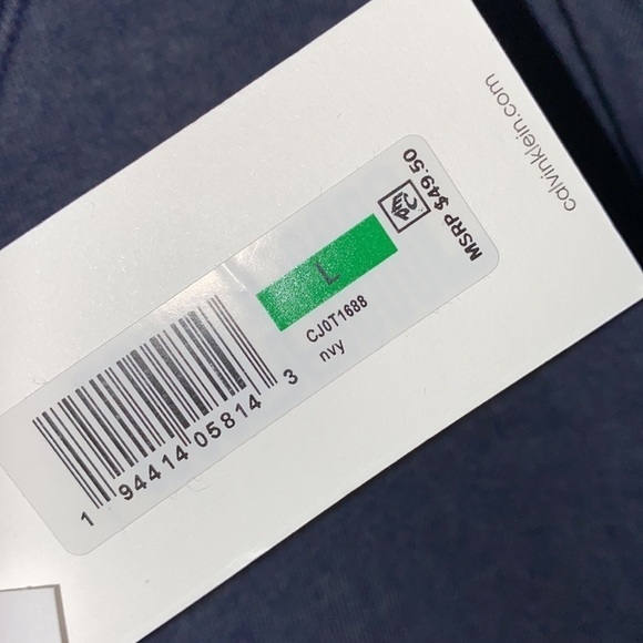 Calvin Klein sweatshirt shirt sleeve Rae hem burn out‎ navy blue large NEW - Picture 4 of 5